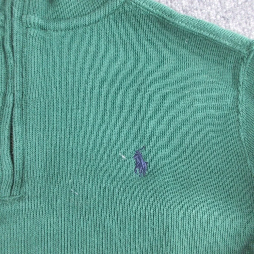 Polo Ralph Lauren Sweater Youth M Green 1/4 Zip Pullover Mock Neck Preppy Boys